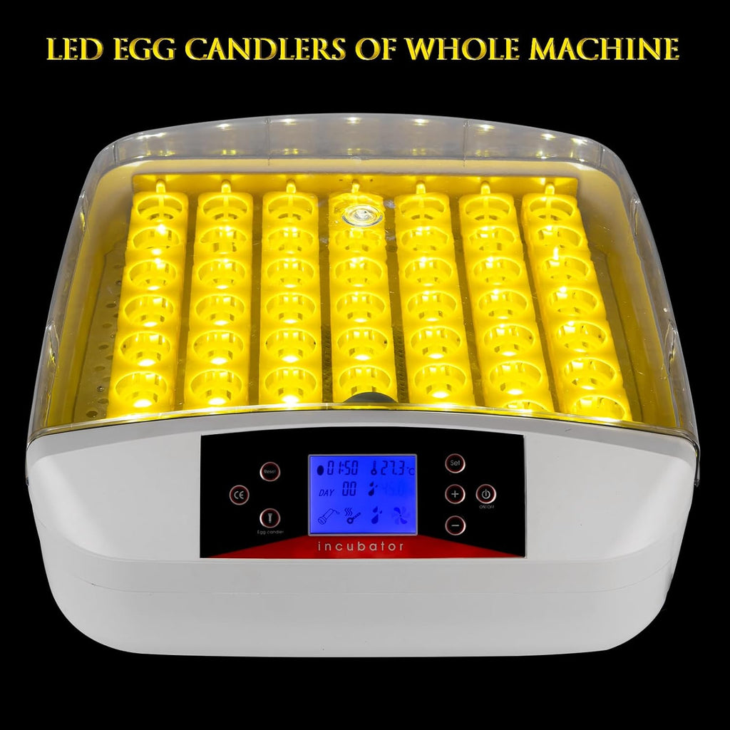 56-Egg Fully Automatic Poultry Incubator with Egg Candler, White M739