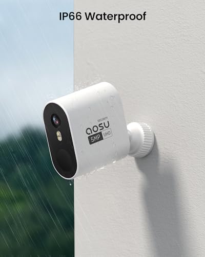 AOSU Security Cameras Wireless Outdoor 5MP 2-Camera Kit with 166° Wide Angle D296066