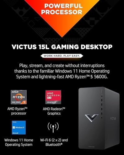 HP Victus 15L Gaming Desktop, Ryzen 5, 32GB RAM, 1TB SSD, RX 6400, Windows 11 F943422