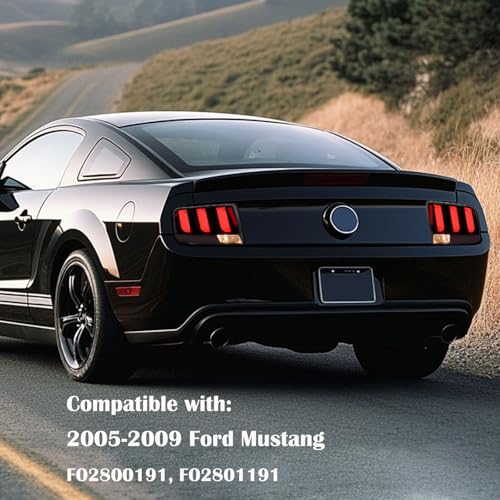 LED Tail Lights for 2005-2009 Ford Mustang, Black Housing Clear Lens B2978