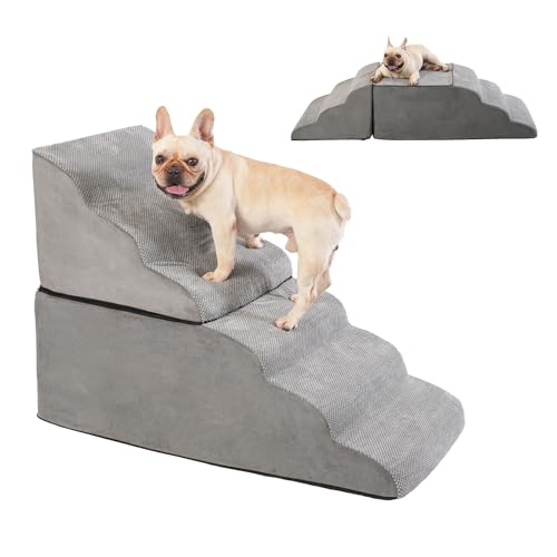 28 Inch High Dog Stairs & Steps for High Bed, Extra Wide 6 Tier Pet stairs, Dog Couch/Ramps for Small Dogs, Injured Pets or Older Dogs to Get On Bed, Pet Steps with Handle and Washable Cover