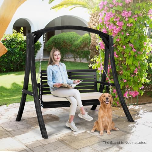 VINGLI Heavy Duty 880 LBS Patio Wooden Porch Swing with Extra Cushion, 5 FT Y211