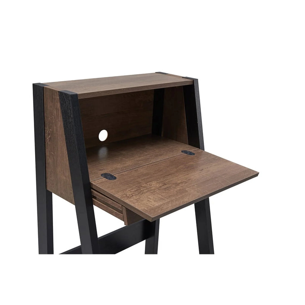 Urbanpro Modern Wood Secretary Desk Walnut Oak Brown/Black P61080