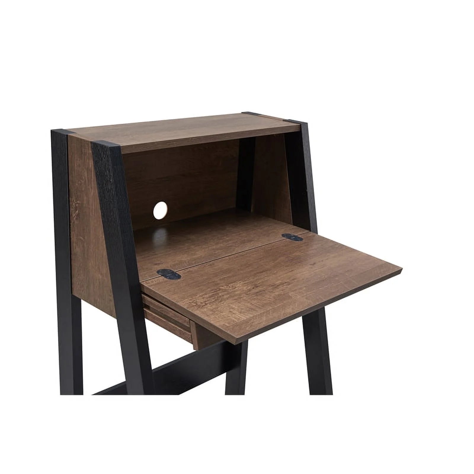 Urbanpro Modern Wood Secretary Desk Walnut Oak Brown/Black P61080