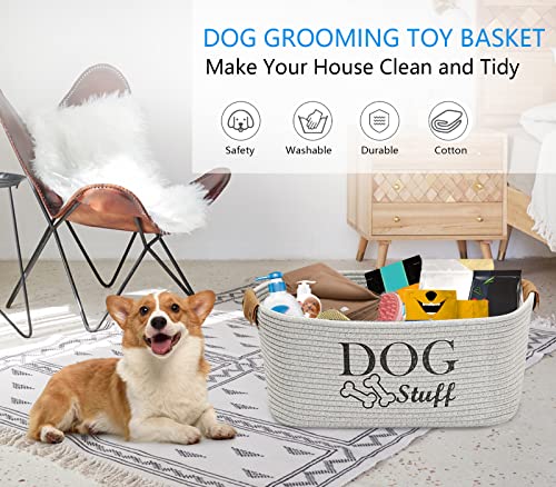 Cotton Rope Dog Toy Storage Bin for Pets, Gray S9763
