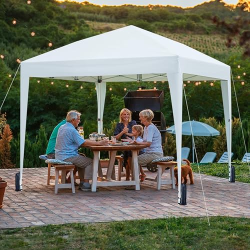 Yaheetech 10x10 Pop Up Canopy with 4 Removable Sidewalls, White F109731