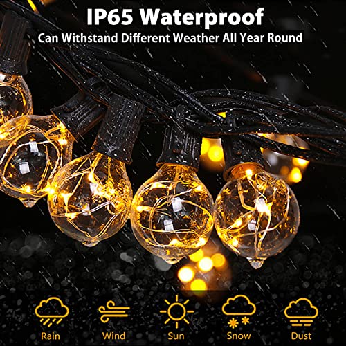 G40 LED Outdoor String Lights 30FT Connectable Waterproof with Remote I154