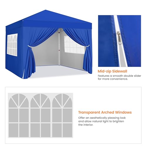 Yaheetech 10x10 Pop Up Canopy with 4 Removable Sidewalls, White F109731