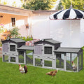 Aivituvin Rabbit Hutch Chicken Coop Bunny Rabbit Cage Duck House with Run Waterproof Roof for Outdoor, Plastic Tray, Expandable Design