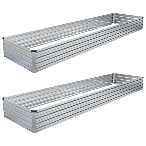 2PCS Galvanized Raised Garden Bed Kit, Metal Planter Box for Outdoor Planting Q36624
