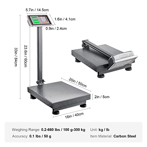 VEVOR Computing Digital Platform Scale 660 lbs Stainless Steel Floor Scale K579796