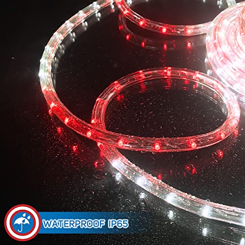 Russell Decor LED Rope Lights Red White Blue 30ft with Remote Control C9460