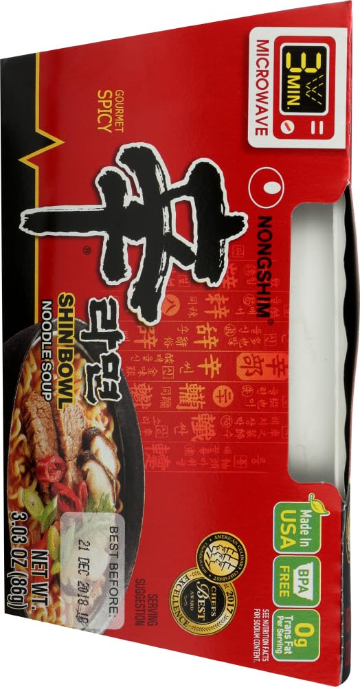 Nongshim Shin Big Bowl Noodle Soup, Gourmet Spicy, 3.03 oz (24 Count) Q821547