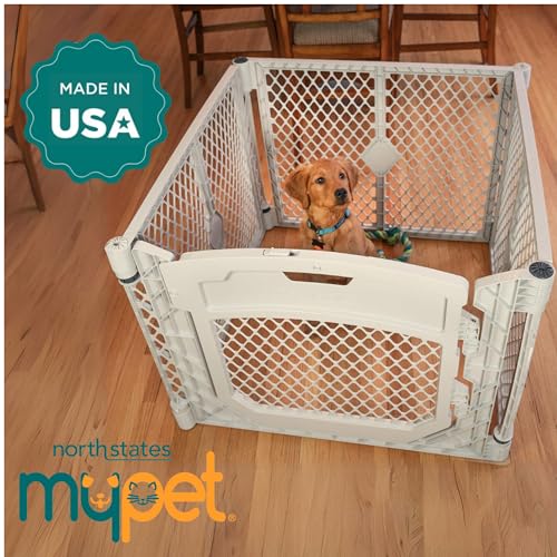 MyPet North States Petyard Passage 4-Panel Folding Dog Playpen, 26" Tall, Brown R1272