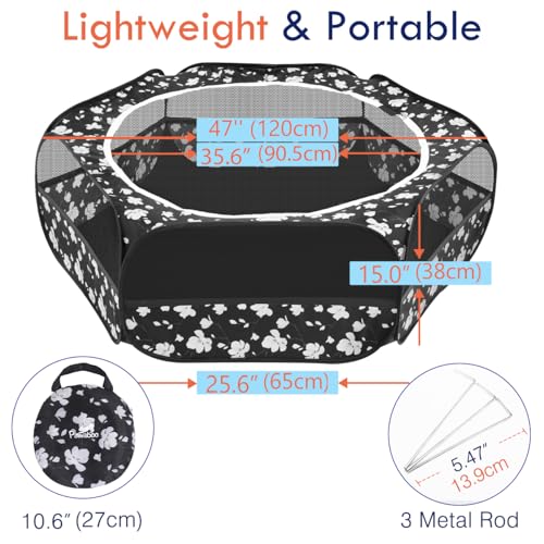 Pawaboo Small Animals Playpen, Waterproof Pet Cage Tent with Zippered Cover, Portable Outdoor Yard Fence, Green C9530