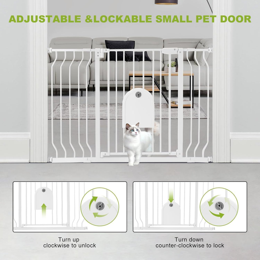 Baby Gates with Cat Door Auto Close Safety Metal Pet Gate for Doorway Stairs D972456
