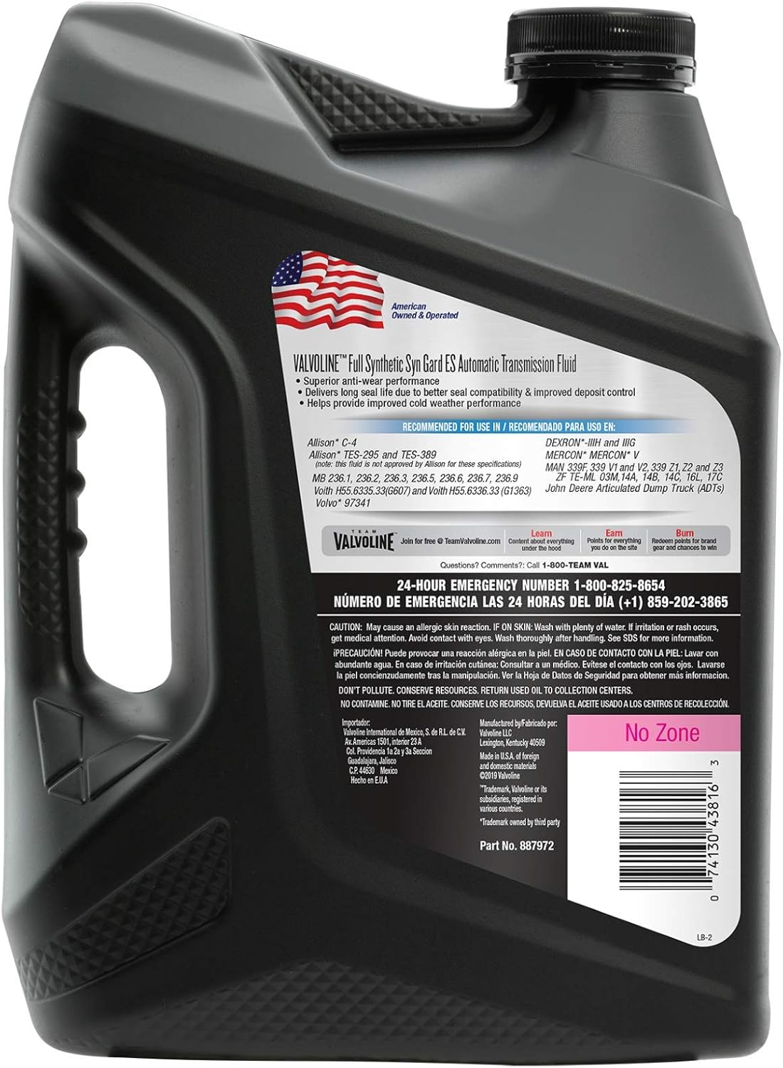 Valvoline Syn Gard (ATF) ES Full Synthetic Automatic Transmission Fluid, 1 GA Case of 3 D689