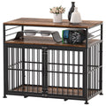 NBTiger Dog Crate Furniture with Storage Shelf, Wooden Puppy Kennel for Small Medium Large Dogs, 40" Decorative Pet Cage House End Table Indoor, Brown