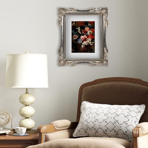 Black Vintage Picture Frame with Mat for 5x7 or 8x10 Photos E9622