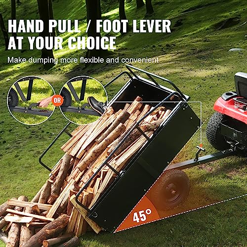 VEVOR Heavy Duty ATV Trailer Steel Dump Cart 750 lb 15 cu ft W35430