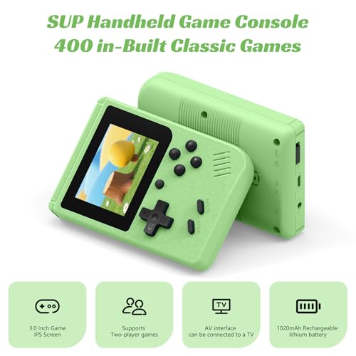 Retro Handheld Games Console with 400 Built-in Games, 3.0 Inch IPS Screen, Gray N346564