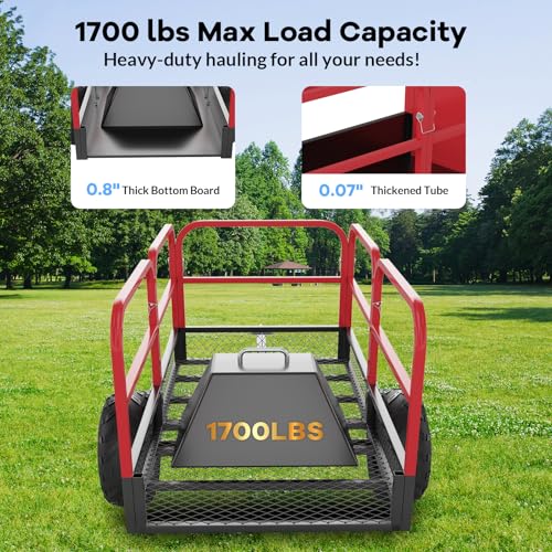 Heavy Duty ATV Dump Cart, 1700 lb Steel Utility Trailer B2285