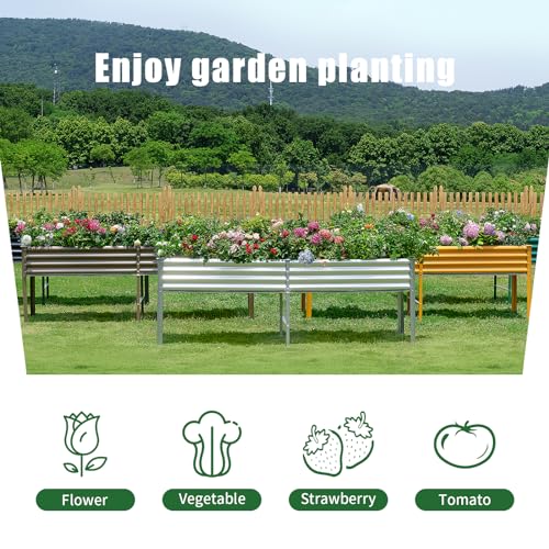 Land Guard Galvanized Raised Garden Bed with Legs, 48×24×32in Metal Elevated Planter Box Z11926