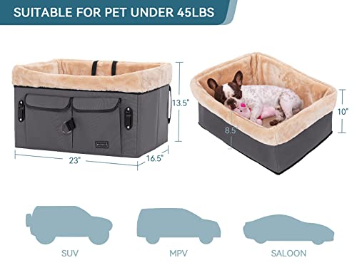 Petsfit Dog Booster Seat, Washable Pet Car Seat with Carrying Case, Small Tan J989972