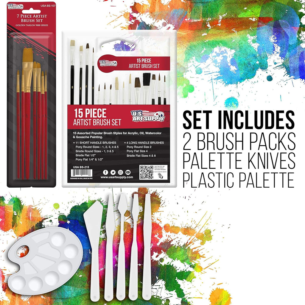 U.S Art Supply 87-Piece Deluxe Acrylic Painting Set with Aluminum Tabletop Easel R939