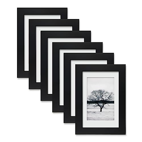 Egofine 8x10 Picture Frames Set of 6, Solid Wood with Plexiglass, White T6319