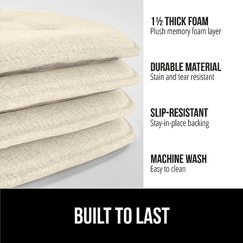 GORILLA GRIP Slip Resistant Chair Cushions, Memory Foam, Set of 2, Beige W525
