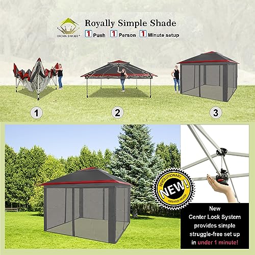 CROWN SHADES 13x13 Pop Up Gazebo with Wheeled STO-N-Go Cover Bag (Grey) N449398