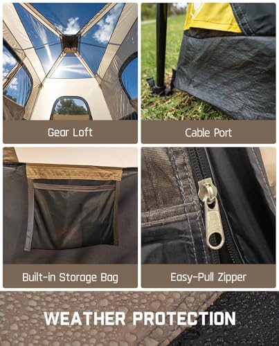 Fanttik Outdoor Camping Tent 4/6/8/10 Person Instant Cabin with Rainfly & Carry Bag G367