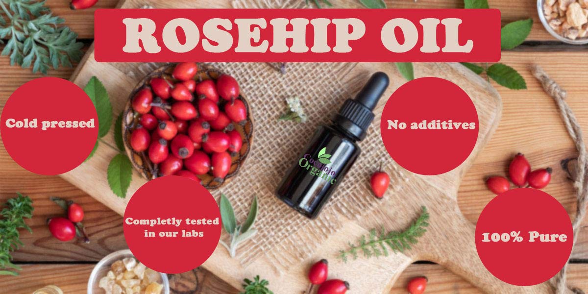 cocojojo Organic Rosehip Oil for Face, Hair, Skin & Nails - 16 Oz C483