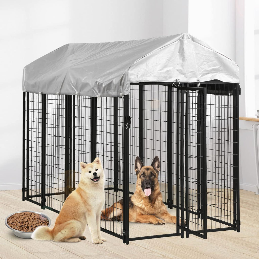 Outdoor Dog Kennel for Large Dogs Heavy Duty Metal Wire Cage with Roof I19835