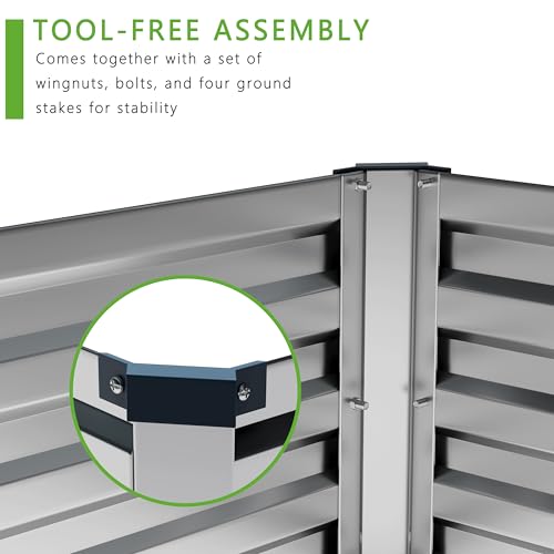 2PCS Galvanized Raised Garden Bed Kit, Metal Planter Box for Outdoor Planting Q36624