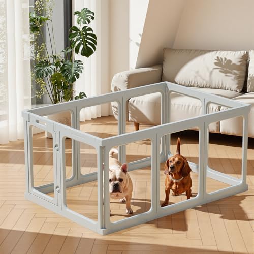 Clear Acrylic Dog Playpen 24" H Indoor Pet Fence for Puppy Small Dog Rabbit Cat R696