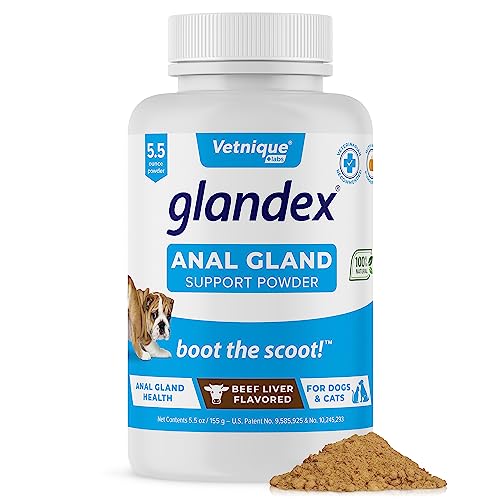 Glandex Dog & Cat Anal Gland Fiber Supplement Vegan Powder 2.5oz with Pumpkin & Digestive Enzymes – Vet Recommended Healthy Bowels & Digestion - Boot The Scoot - by Vetnique Labs