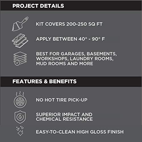 Rust-Oleum RockSolid Polycuramine Garage Floor Coating, 2.5 Car Kit, High Gloss Gray F2688