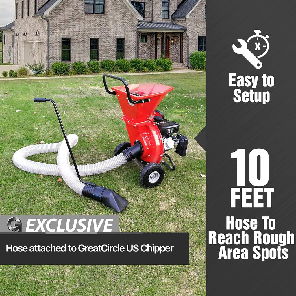 G Wood Chipper Shredder Mulcher Leaf Vacuum Kit 4 Inch x 10 Foot Heavy Duty Accessory U46469
