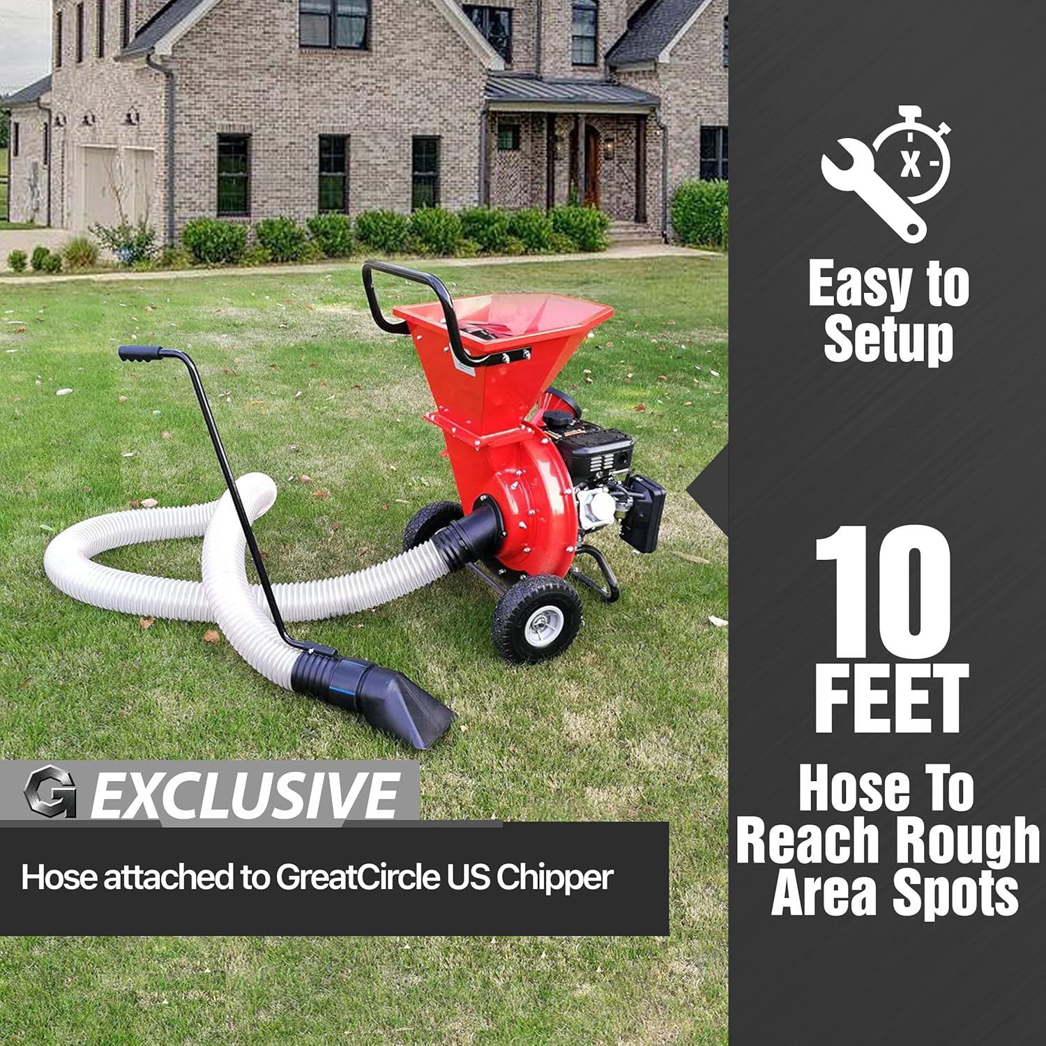 G Wood Chipper Shredder Mulcher Leaf Vacuum Kit 4 Inch x 10 Foot Heavy Duty Accessory U46469