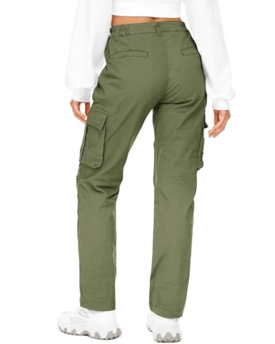 AKARMY Women's Relaxed Fit Cargo Pants with Zipper Pockets U989684