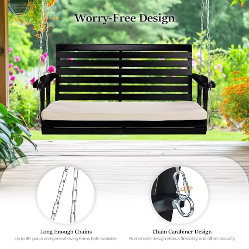 VINGLI Heavy Duty 880 LBS Patio Wooden Porch Swing with Extra Cushion, 5 FT Y211
