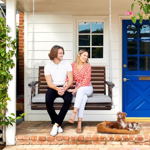 VINGLI Heavy Duty 880 LBS Patio Wooden Porch Swing with Extra Cushion, 5 FT Y211