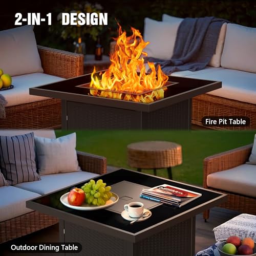 BALI OUTDOORS 50000 BTU Propane Fire Pit Table, 30 in Square Outdoor Firepit U6462