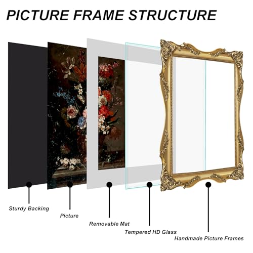 Black Vintage Picture Frame with Mat for 5x7 or 8x10 Photos E9622