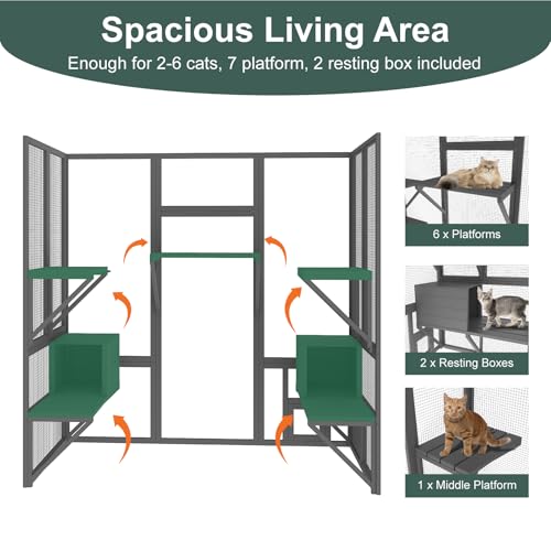 Catio Outdoor Cat Enclosure, Large Walk-in Cat Cage with Waterproof Cover, 72 inch X803947