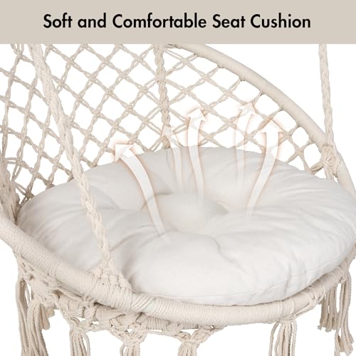 ANOW Macrame Hammock Chair with Stand, Heavy Duty, Max 400 Lbs, Natural D6144