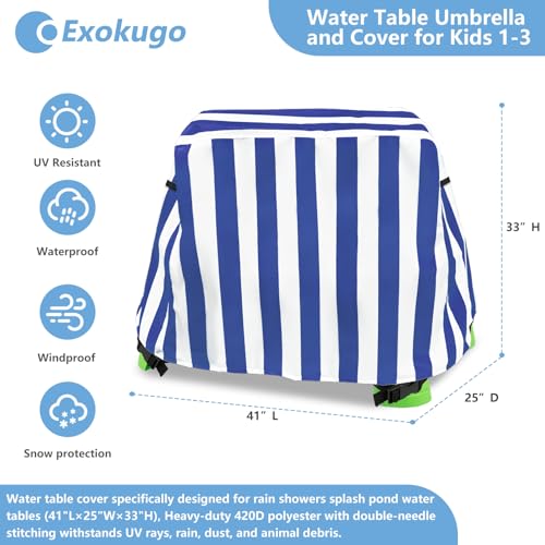 Kids Water Table Cover Outdoor Play Heavy-Duty 600D Waterproof Blue Q47935