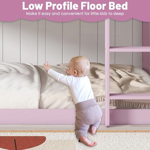 Twin Over Twin Wood Bunk Bed with Ladder and Guardrails for Kids P604